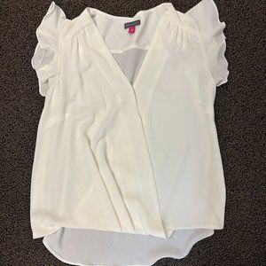 VINCE CAMUTO Flutter Sleeve Wrap-Front Top - White XS
